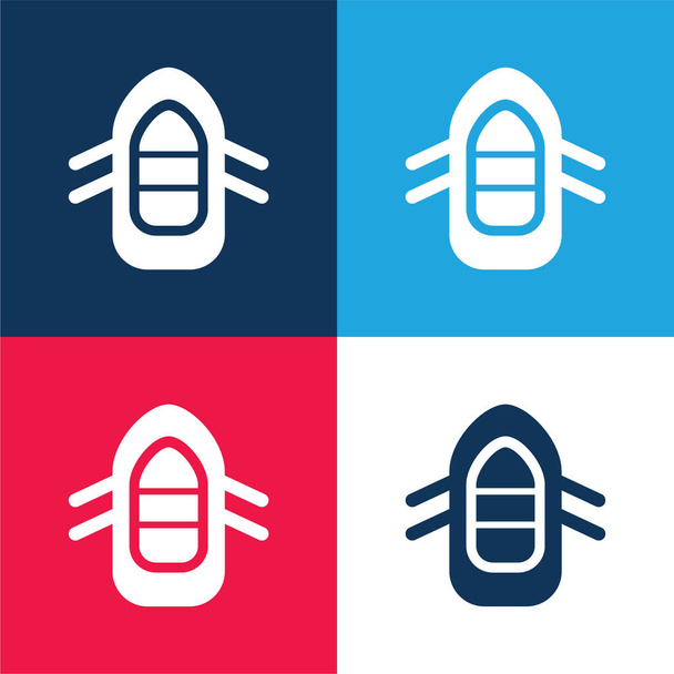 Boiting azul y rojo conjunto de iconos mínimo de cuatro colores - Vector, imagen