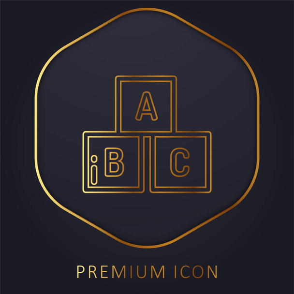 Abc golden line premium logo or icon - Vector, Image