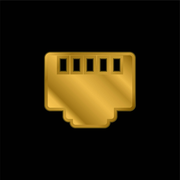 5 pino conector banhado a ouro ícone metálico ou vetor logotipo - Vetor, Imagem