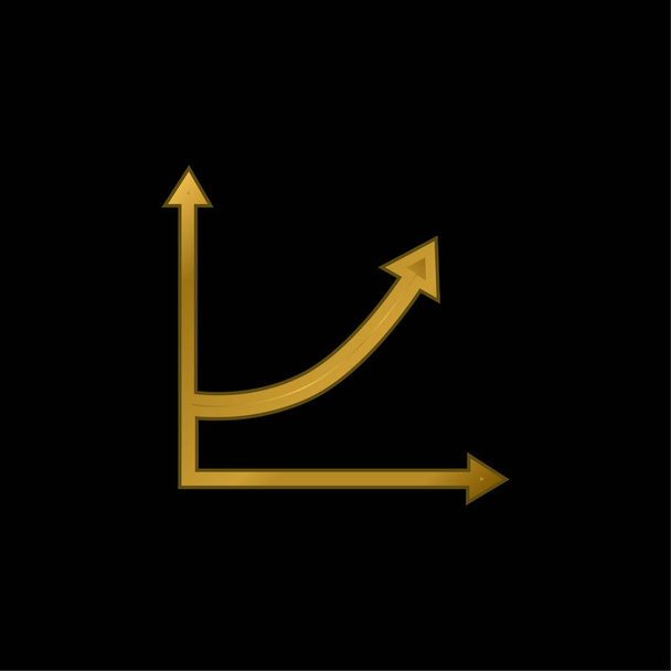 Línea de flecha ascendente Icono metálico chapado en oro gráfico o vector de logotipo - Vector, Imagen