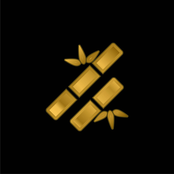 Palos de bambú Spa ornamento chapado en oro icono metálico o logo vector - Vector, Imagen