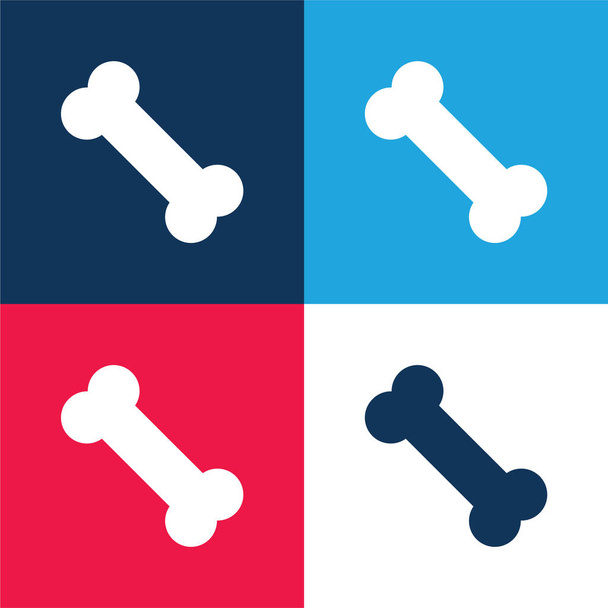 Bone blue and red four color minimal icon set - Vector, Image