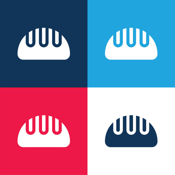 Pan azul y rojo conjunto de iconos mínimo de cuatro colores - Vector, imagen