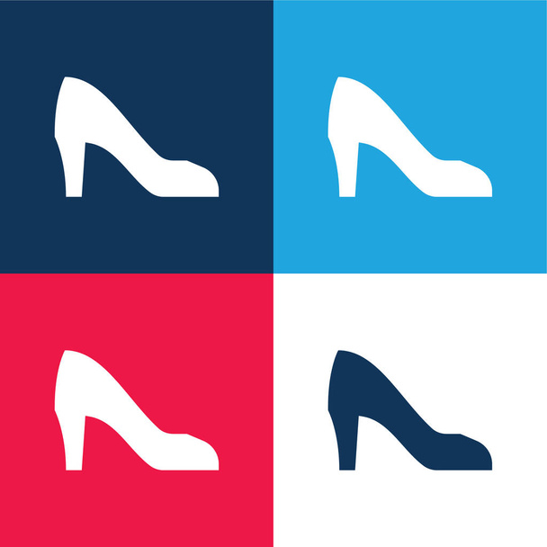 Set icona minimale a quattro colori blu e rosso sposa - Vettoriali, immagini