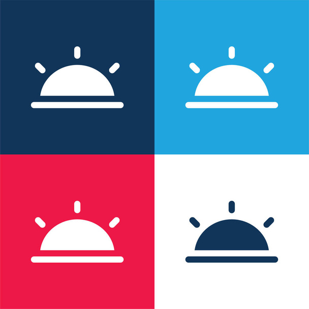 Black Half Sun blue and red four color minimal icon set - Vector, Image