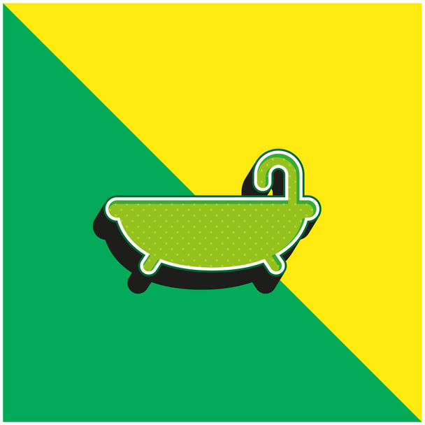 Badewanne Grünes und gelbes modernes 3D-Vektor-Symbol-Logo - Vektor, Bild