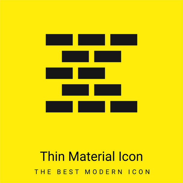 Muro de ladrillo mínimo icono de material amarillo brillante - Vector, Imagen