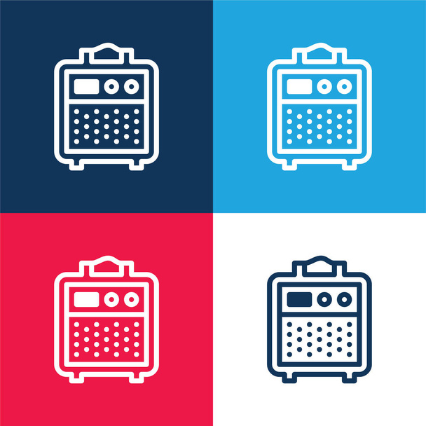 Zesilovač modrá a červená čtyři barvy minimální ikona nastavena - Vektor, obrázek