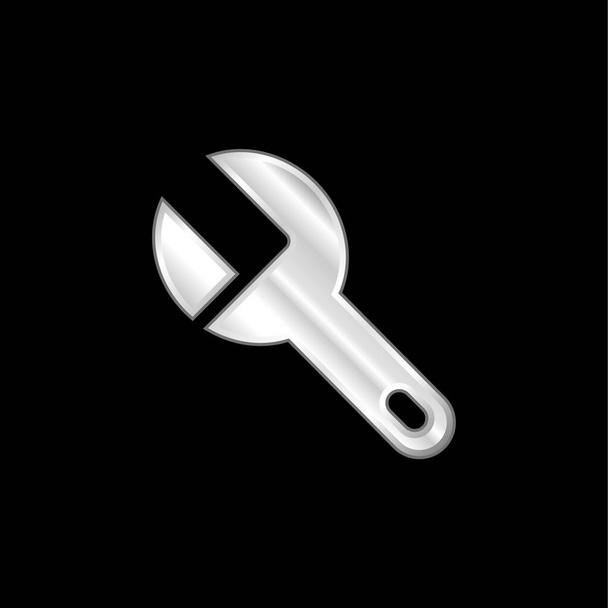 Big Wrench silver plated metallic icon - Vector, Image