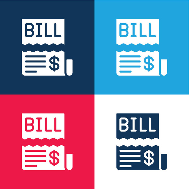 Bill sininen ja punainen nelivärinen minimaalinen kuvakesarja - Vektori, kuva