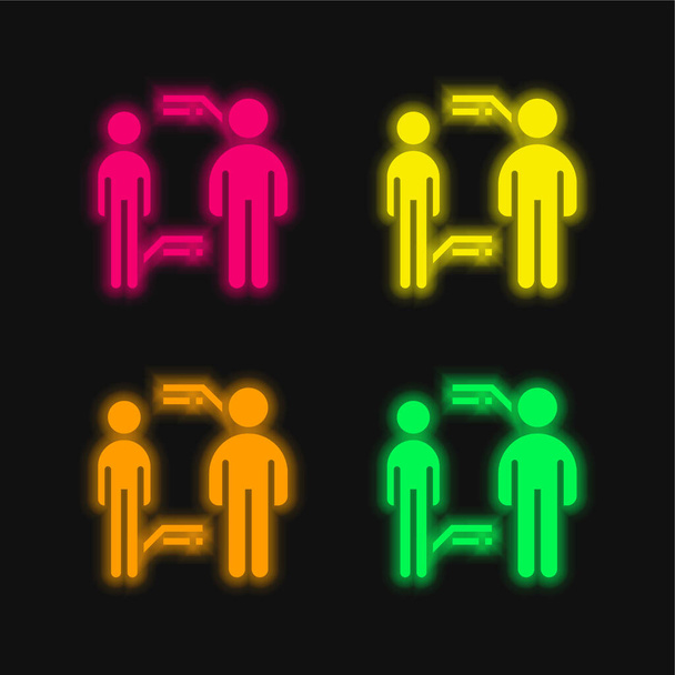 Bmi cuatro color brillante icono de vectores de neón - Vector, Imagen