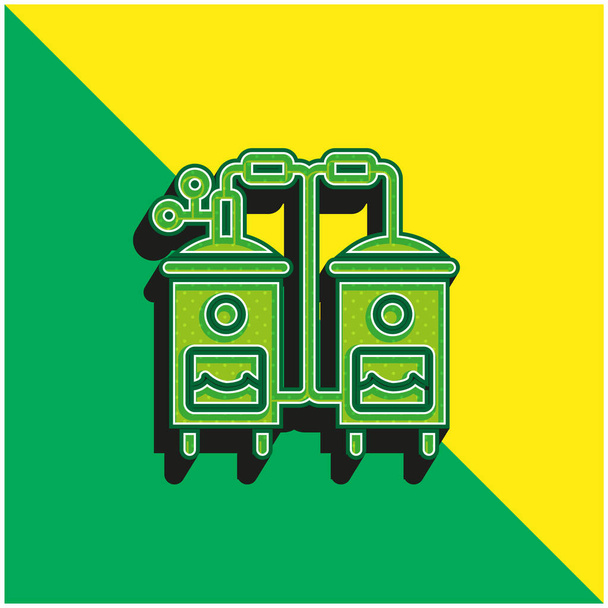 Kocioł Zielony i żółty nowoczesny ikona wektora 3D logo - Wektor, obraz