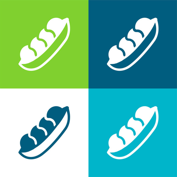Frijoles Plano de cuatro colores mínimo icono conjunto - Vector, Imagen