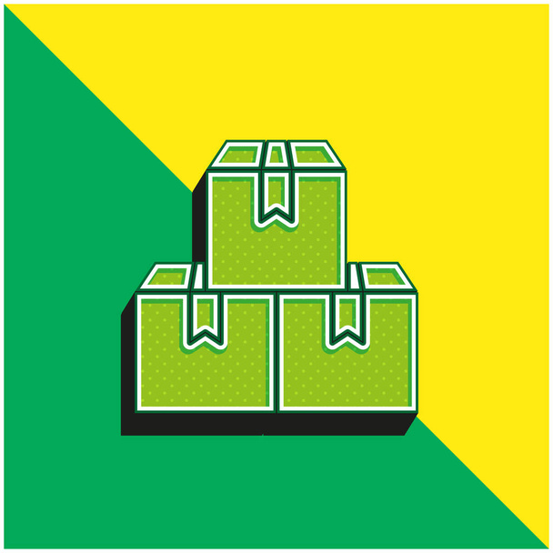 Caixas Verde e amarelo moderno logotipo do ícone do vetor 3d - Vetor, Imagem