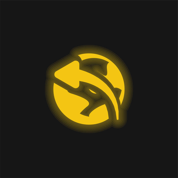 Flecha en globo amarillo brillante icono de neón - Vector, Imagen