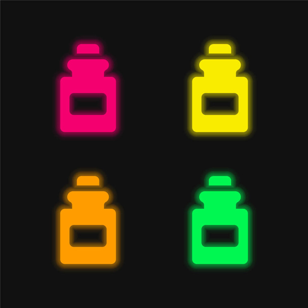 Butelka cztery kolory świecące neon wektor ikona - Wektor, obraz