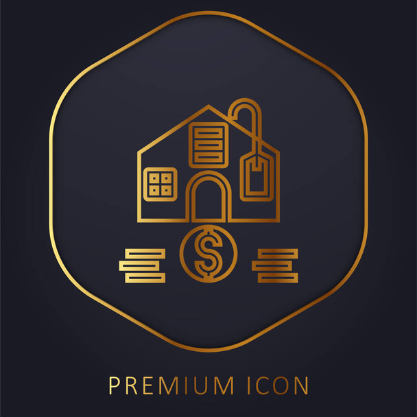 Logotipo o icono premium de línea dorada asequible - Vector, Imagen
