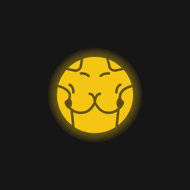 Emlősárga izzó neon ikon - Vektor, kép