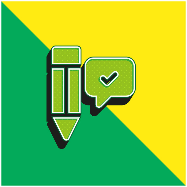 同意緑と黄色の現代的な3Dベクトルアイコンのロゴ - ベクター画像