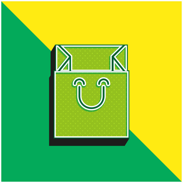 Bolso verde y amarillo moderno 3d vector icono logotipo - Vector, imagen
