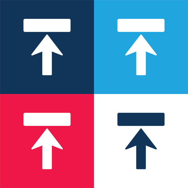 Arrow Upward To Rectangle Shape blue and red four color minimal icon set - Vector, Image