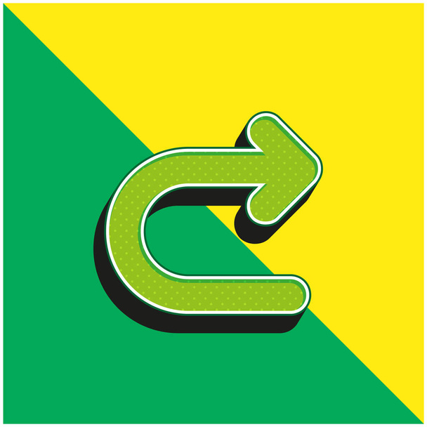 Flecha girando a la derecha verde y amarillo moderno vector 3d icono logo - Vector, imagen