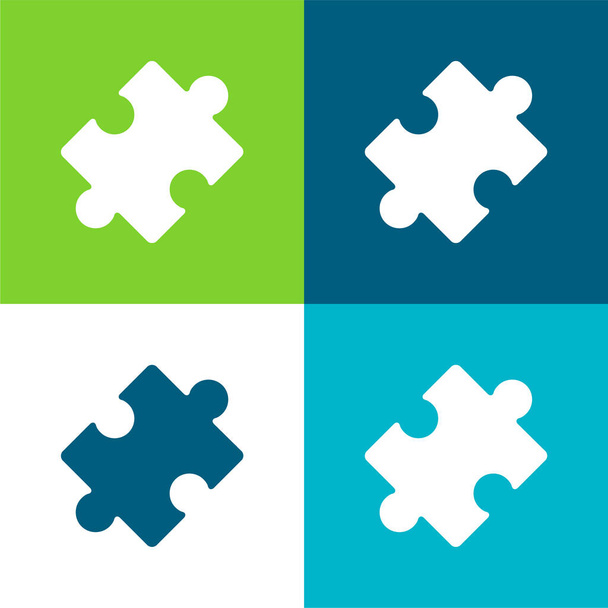 Black Rotated Puzzle Piece Flat four color minimal icon set - Vector, Image