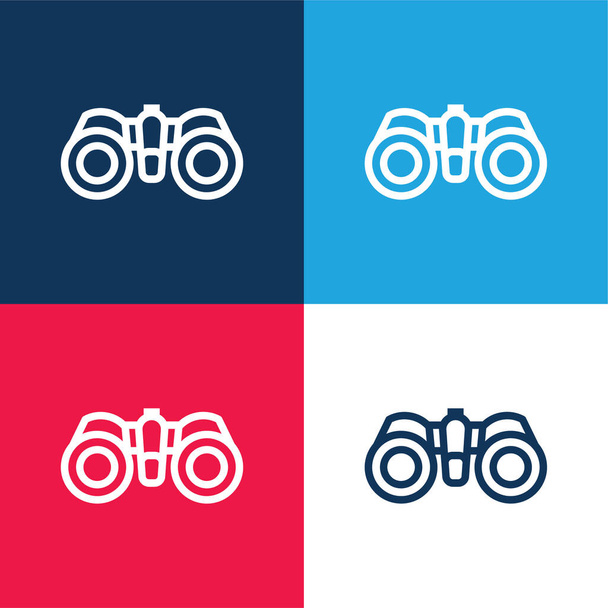 Big Binocoulars blue and red four color minimal icon set - Vector, Image