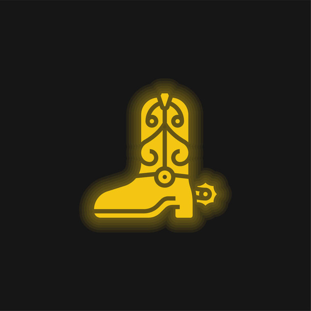 Boot keltainen hehkuva neon kuvake - Vektori, kuva