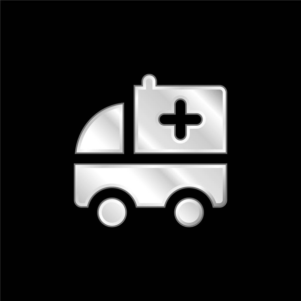 Ambulância prata banhado ícone metálico - Vetor, Imagem