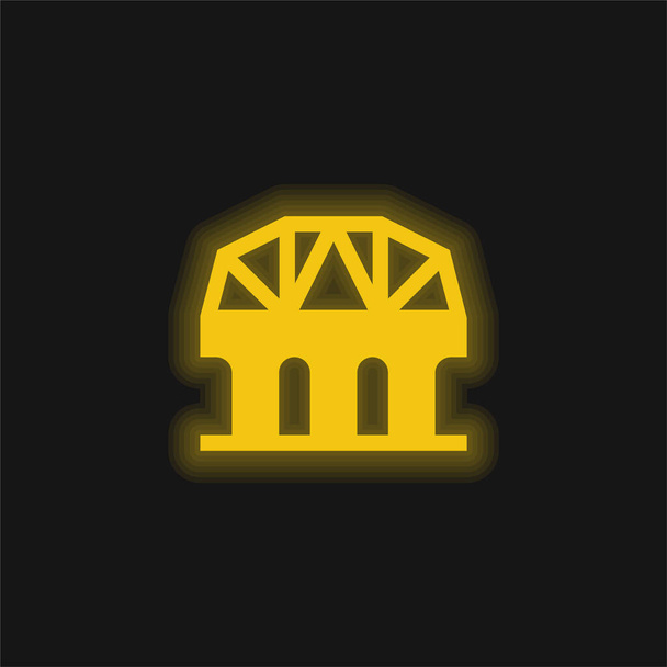 Brug geel gloeiend neon pictogram - Vector, afbeelding