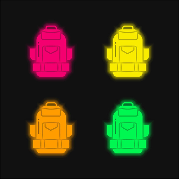 Σακίδιο τεσσάρων χρωμάτων λαμπερό εικονίδιο διάνυσμα νέον - Διάνυσμα, εικόνα