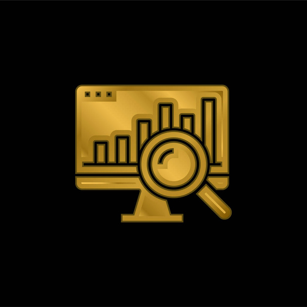 Análise banhado a ouro ícone metálico ou vetor logotipo - Vetor, Imagem