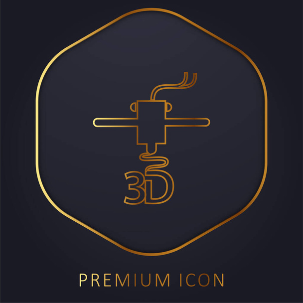 3D tisk písmen zlatá čára prémiové logo nebo ikona - Vektor, obrázek