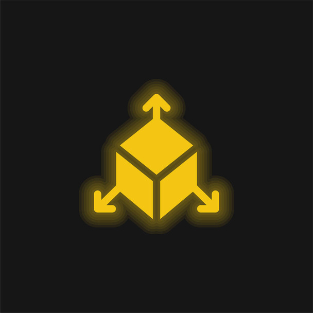 3d geel gloeiend neon pictogram - Vector, afbeelding