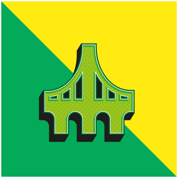 Bruggen Groen en geel modern 3D vector icoon logo - Vector, afbeelding