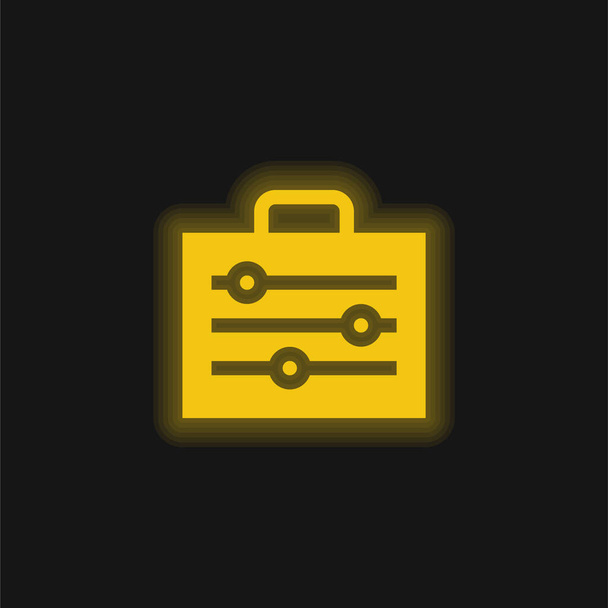 Τσάντα κίτρινο λαμπερό νέον εικονίδιο - Διάνυσμα, εικόνα