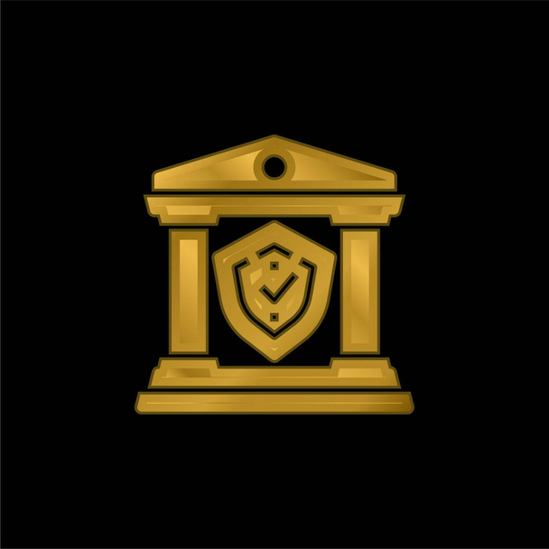 Banca chapado en oro icono metálico o logo vector - Vector, imagen