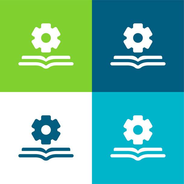 Book Flat cztery kolory minimalny zestaw ikon - Wektor, obraz