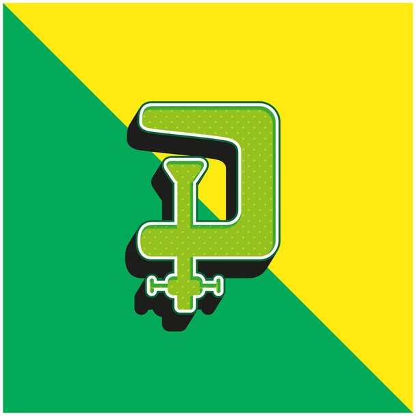 Sistema de ajuste verde y amarillo moderno 3d vector icono logotipo - Vector, Imagen