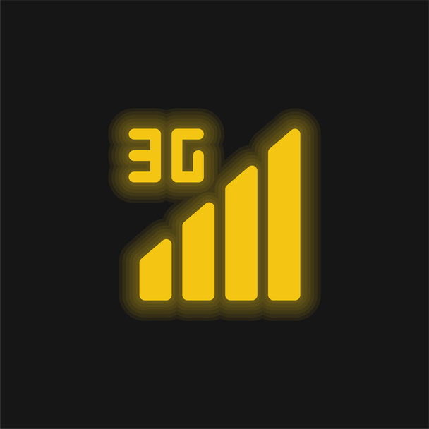 3g žlutá zářící neonová ikona - Vektor, obrázek