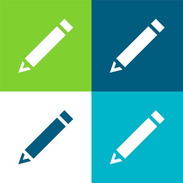 Czarny diagonalny ołówek płaski cztery kolory minimalny zestaw ikon - Wektor, obraz