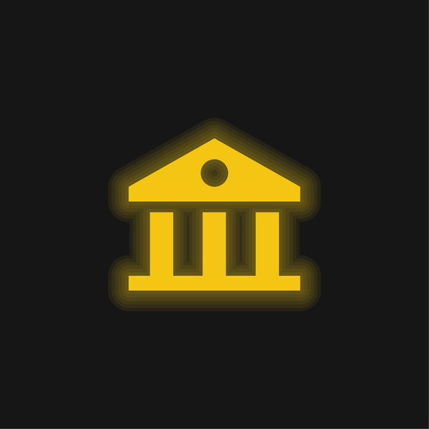 Τράπεζα κίτρινο λαμπερό νέον εικονίδιο - Διάνυσμα, εικόνα
