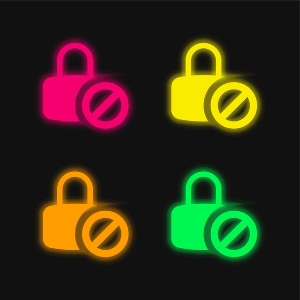 Blocked four color glowing neon vector icon - Vector, Image