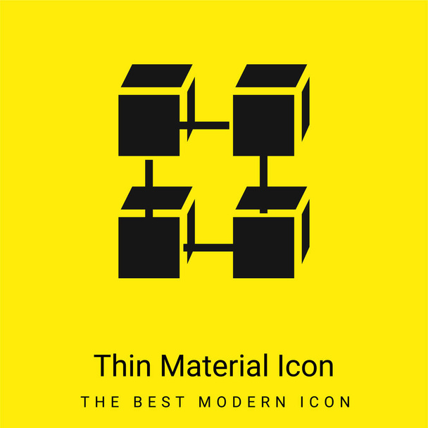 Blockchain mínimo icono de material amarillo brillante - Vector, Imagen