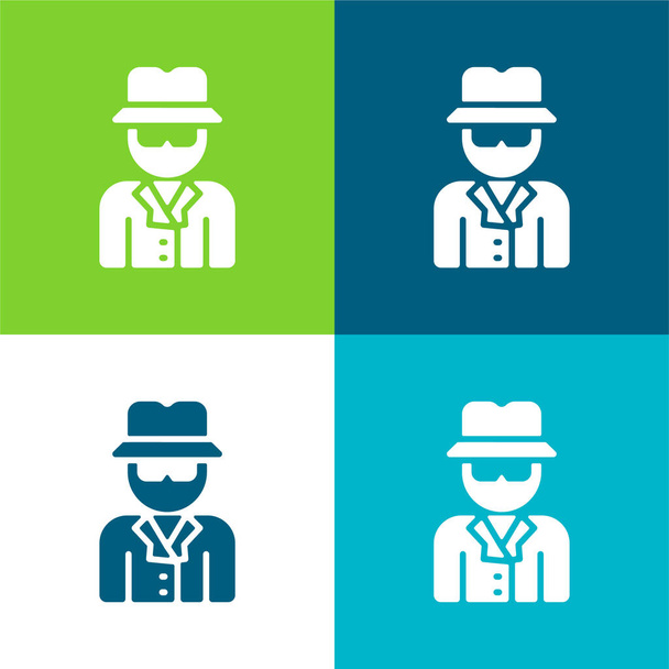 Anonimo Set di icone minime a quattro colori Flat - Vettoriali, immagini