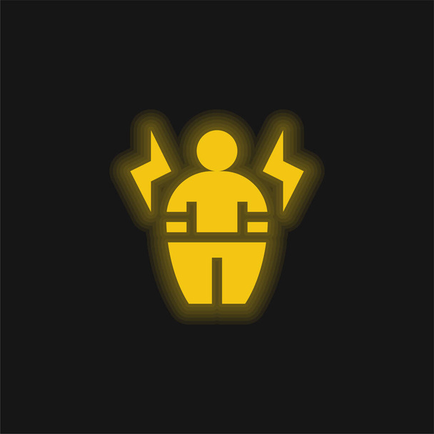 Corps Icône lumineuse jaune positive au néon - Vecteur, image