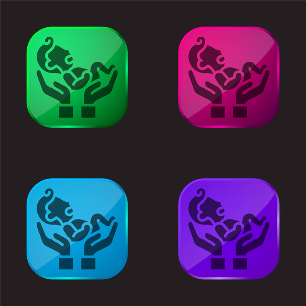 Baby čtyři barvy skleněné tlačítko ikona - Vektor, obrázek