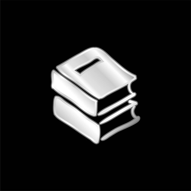 Books silver plated metallic icon - Vector, Image