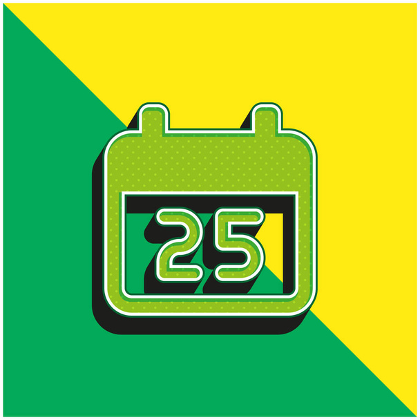 December 25. Zöld és sárga modern 3D vektor ikon logó - Vektor, kép